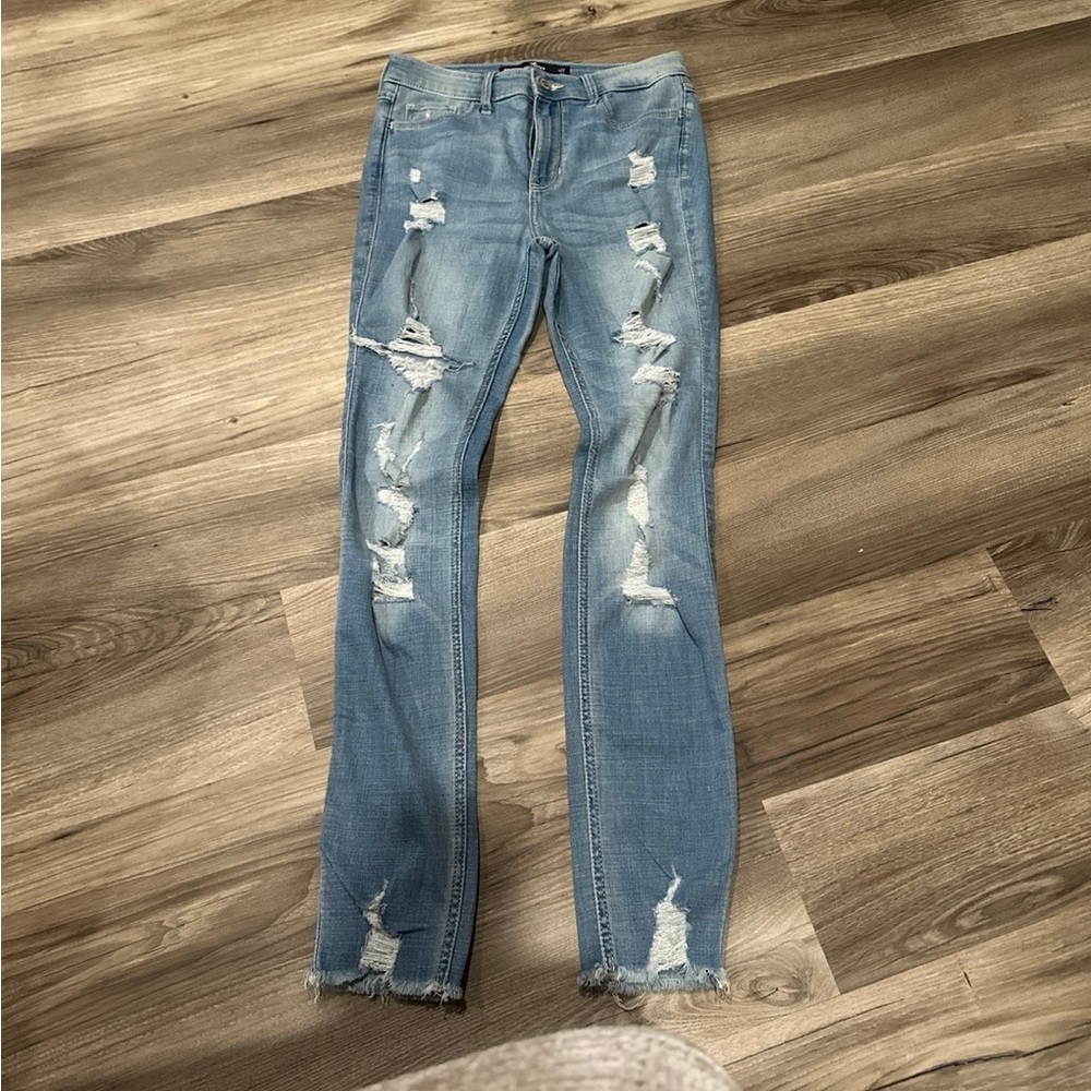 Distressed Light Blue Denim Jeans